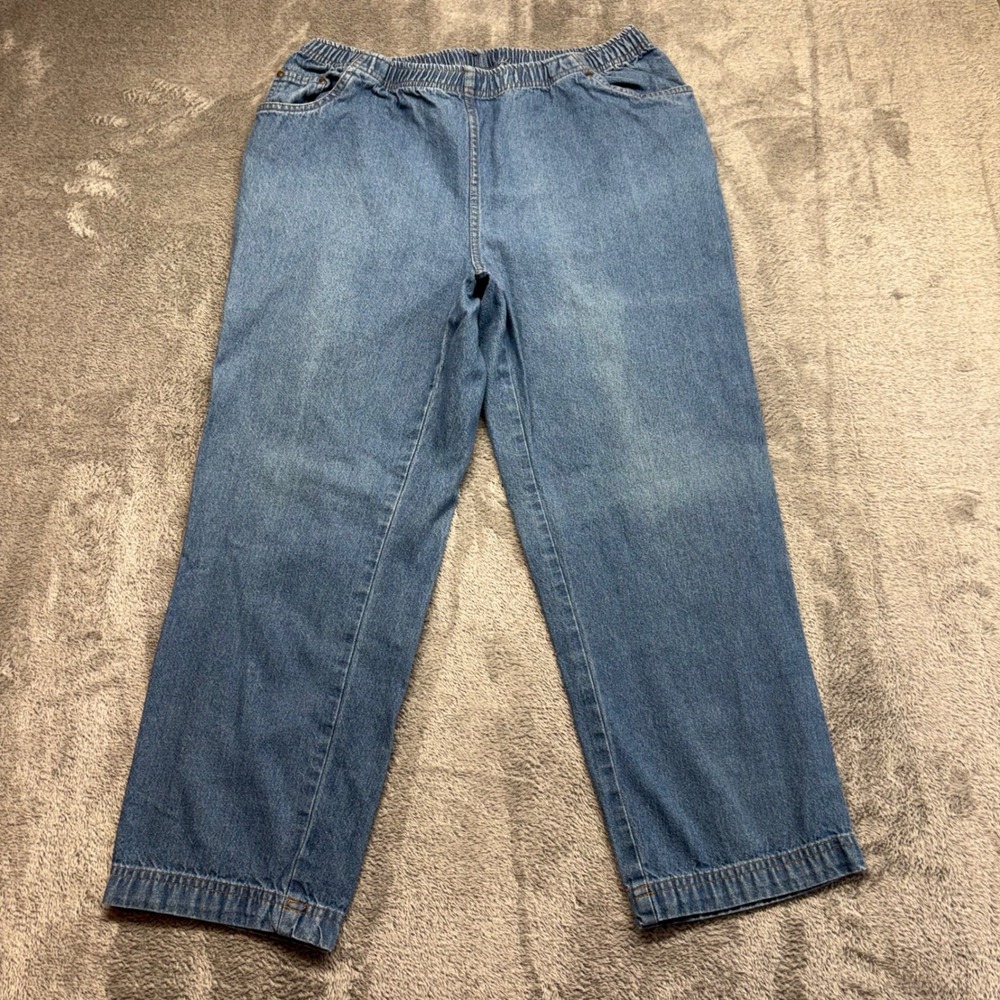 Rebecca Malone Denim Pants Women Size L Blue Good Elastic Waist High Rise Jeans